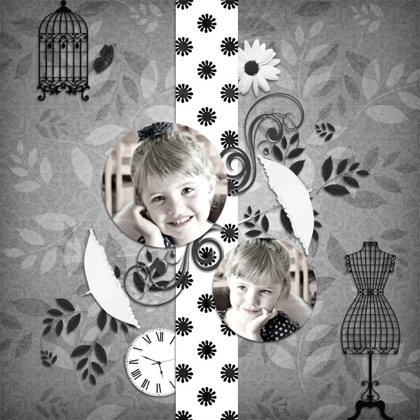 kit old dreams in black and white simplette page lady