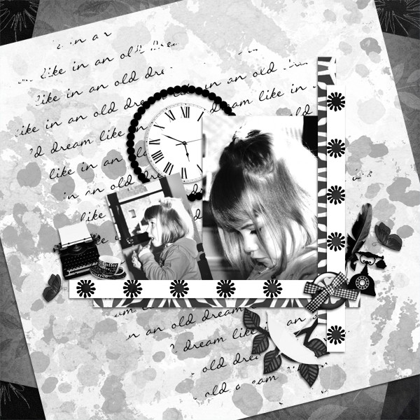 kit old dreams in black and white simplette page lady